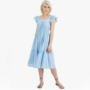 Jamie Layla Petite Eyelet Flutter Sleeve Tiered Midi Dress